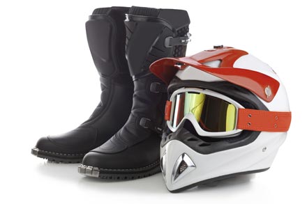 Powersport racing helmet and boots
