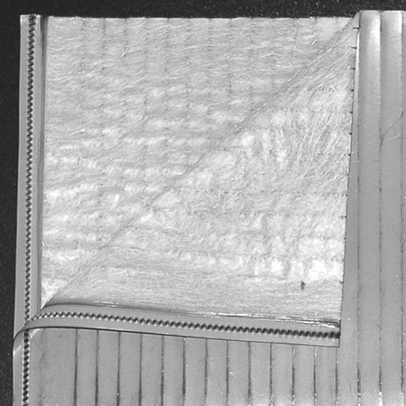 Close up view of reinforced fibreglass battery separators 